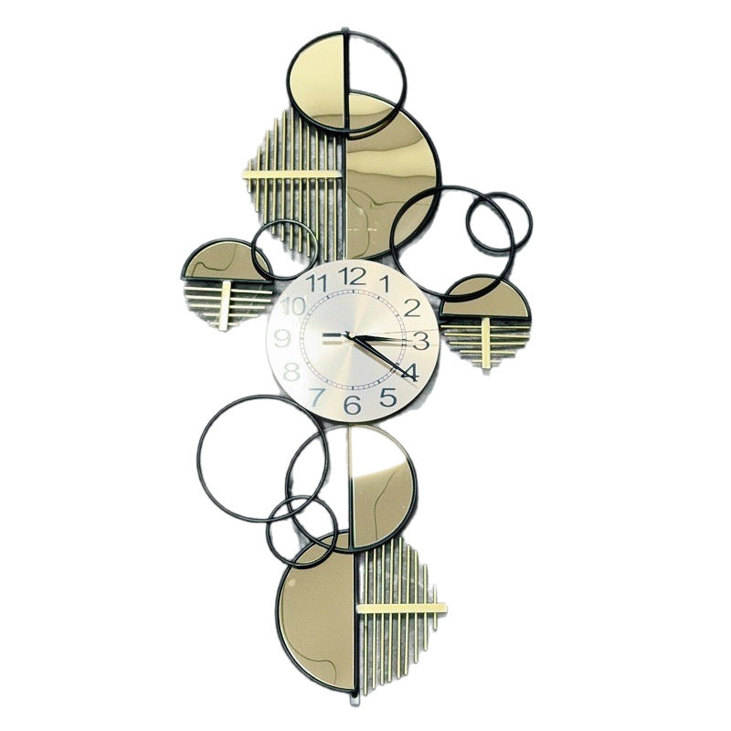 Modern Geometric Wall Clock with Gold and Black Circles | Large Dial with Clear Numbers | Silent Sweep, No Ticking