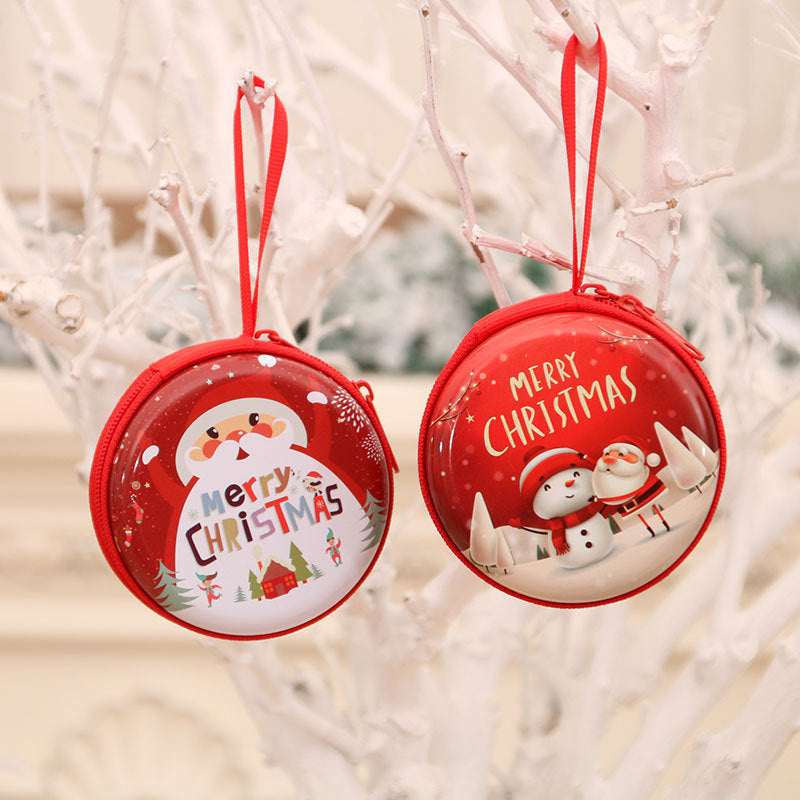 Christmas Snowman Coin Purse with a Festive Scene Print | Zip-Around Pouch with a Wrist Strap | Wipe-Clean Finish, 4 Designs