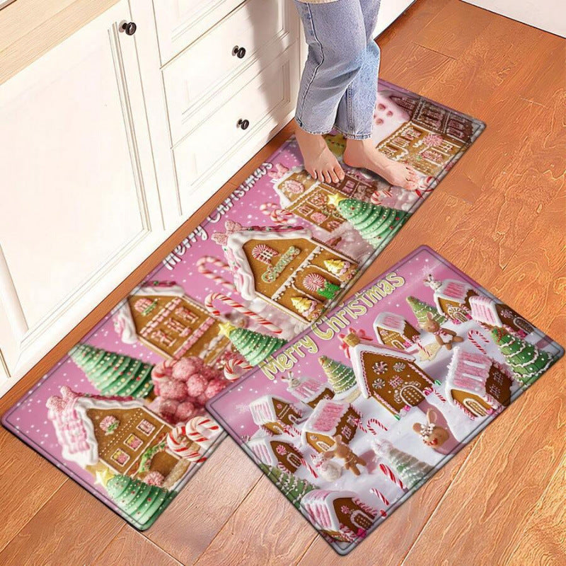 Christmas Kitchen Mat with a Merry Message | Festive Xmas Floor Rug in Black or Grey | Holiday Decor for Cooking Spaces