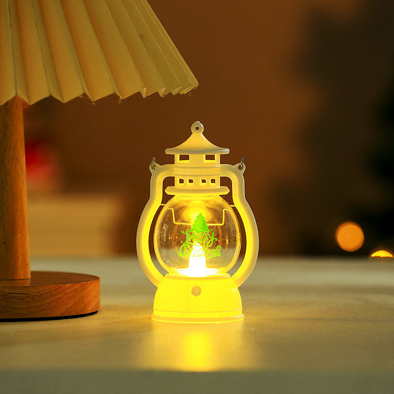 Santa Claus Christmas Decorations in a Small Oil Lamp Lantern | Energy Saving LED Light | Indoor or Outdoor Festive Accent