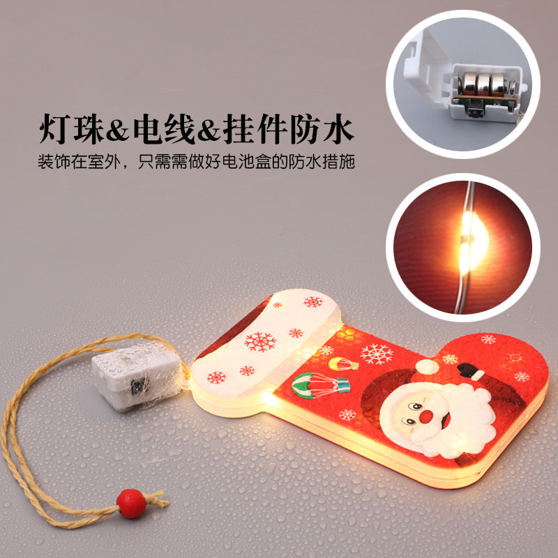Light Up Snowman Christmas Ornaments with Star, House and Stocking Shapes | Wooden Hanging Decor on a Cord | Warm Indoor Glow