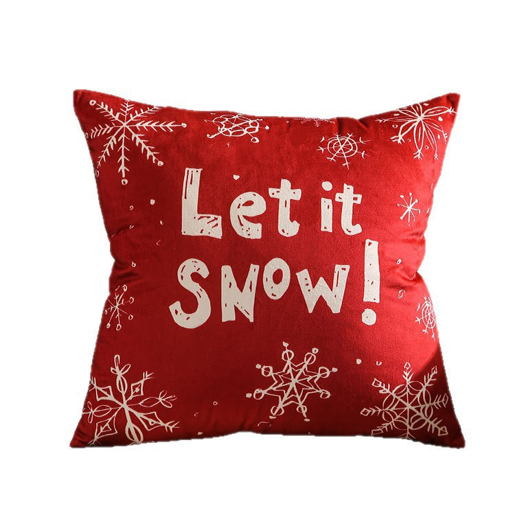 Velvet Christmas Pillow Cover with Season's Greetings Script | Hidden Zipper, Machine Washable | Red Holiday Decorations