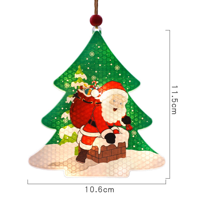 Light Up Snowman Christmas Ornaments with Star, House and Stocking Shapes | Wooden Hanging Decor on a Cord | Warm Indoor Glow