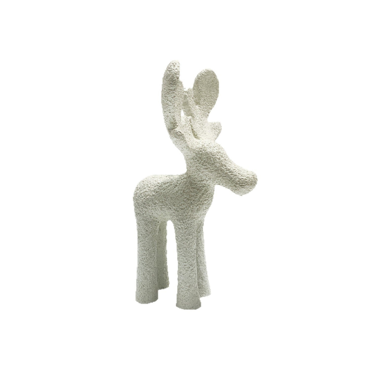 Reindeer Figurine in Resin, 19.5 cm Tall | Christmas Deer Decor for Holiday Tables | Festive Xmas Sculpture in White or Gold