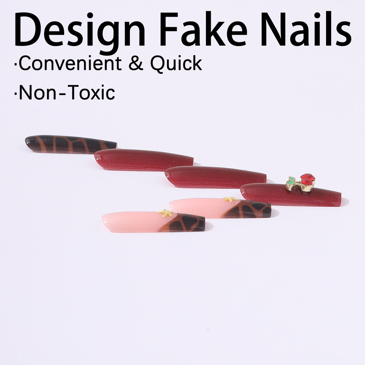 Leopard Print Christmas Nails with Red Berries | Gold Accent Press On Nail Designs | Festive Manicure for Winter Parties