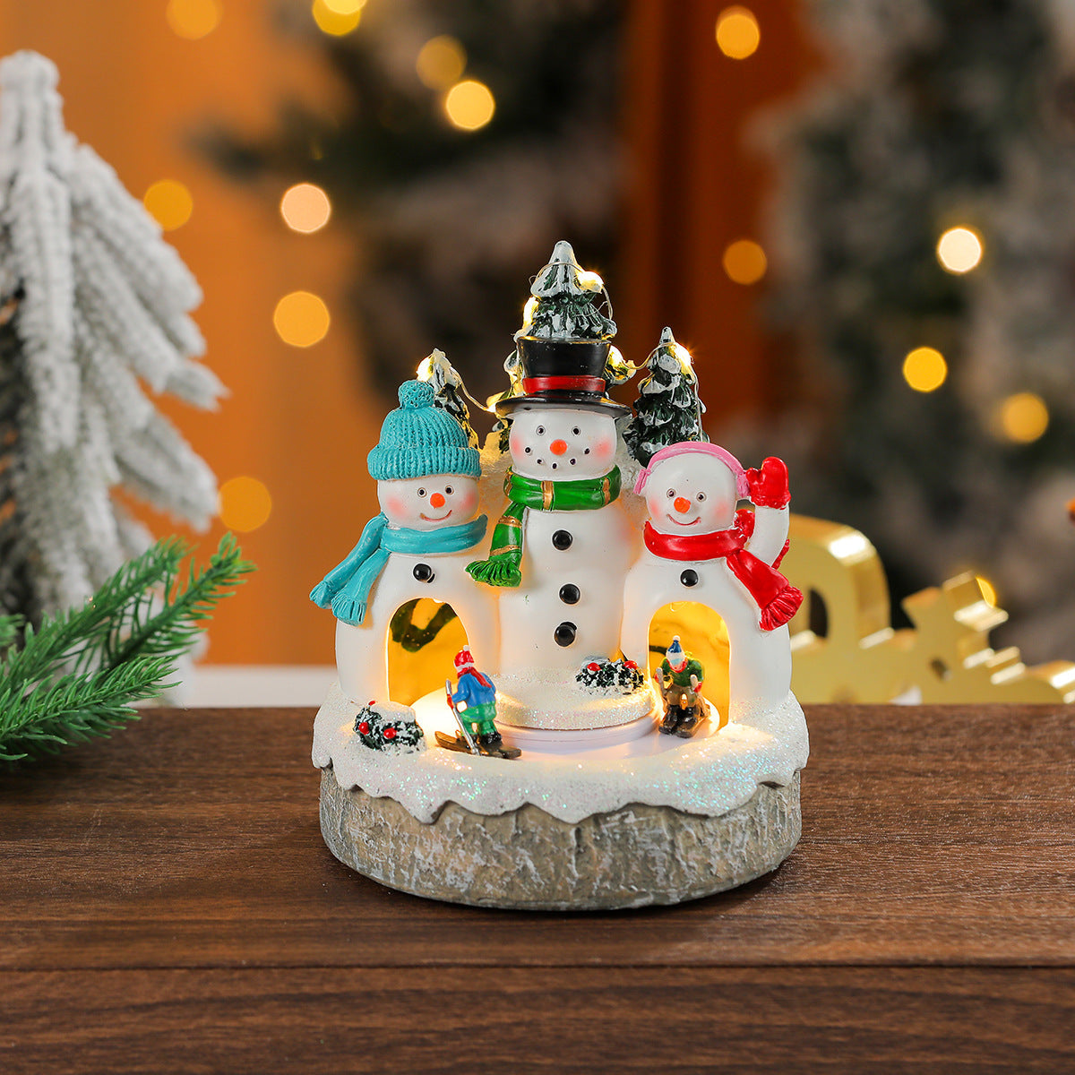 Light Up Snowman Figurine with a Classic Top Hat and Scarf | 11.8 in Tall, Battery Powered | Warm Glow for Mantel Displays