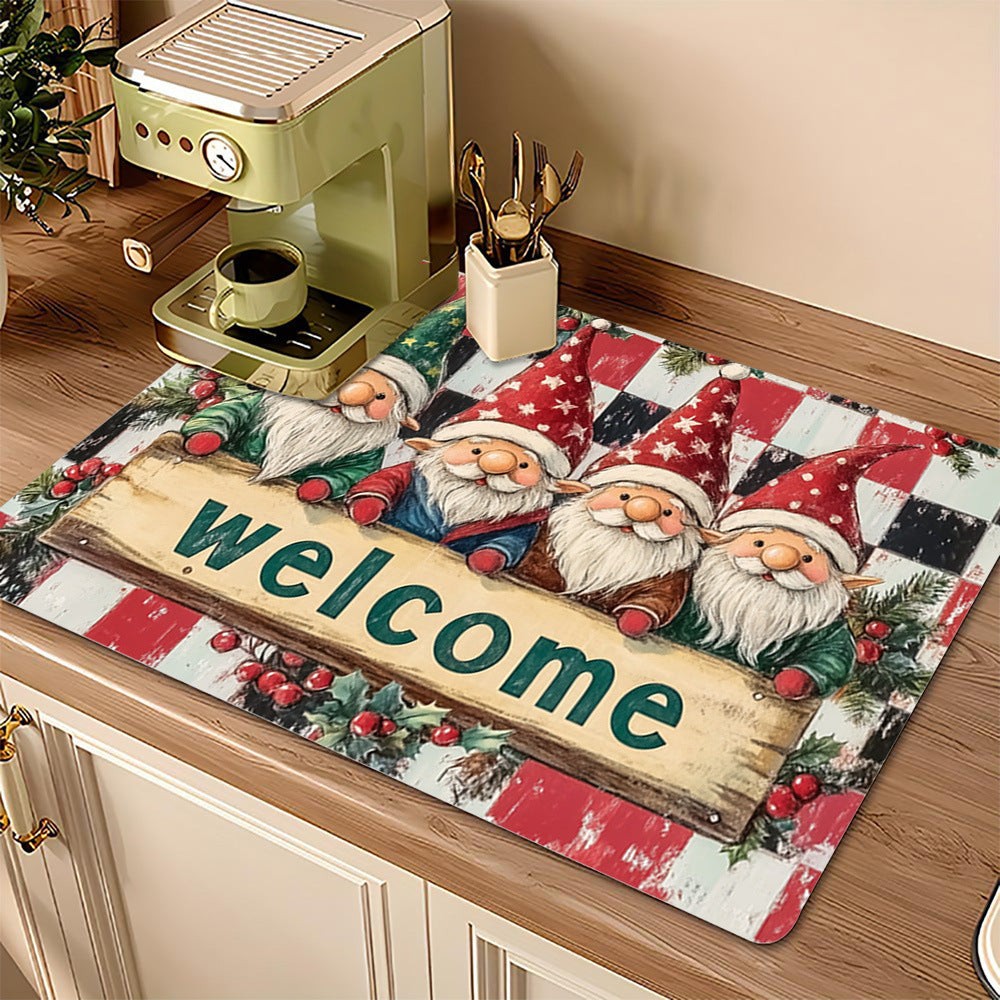 Festive Christmas Kitchen Rug with Holiday Print | Non-Slip Indoor Mat, Easy to Wipe Clean | Seasonal Floor Decor for Sinks