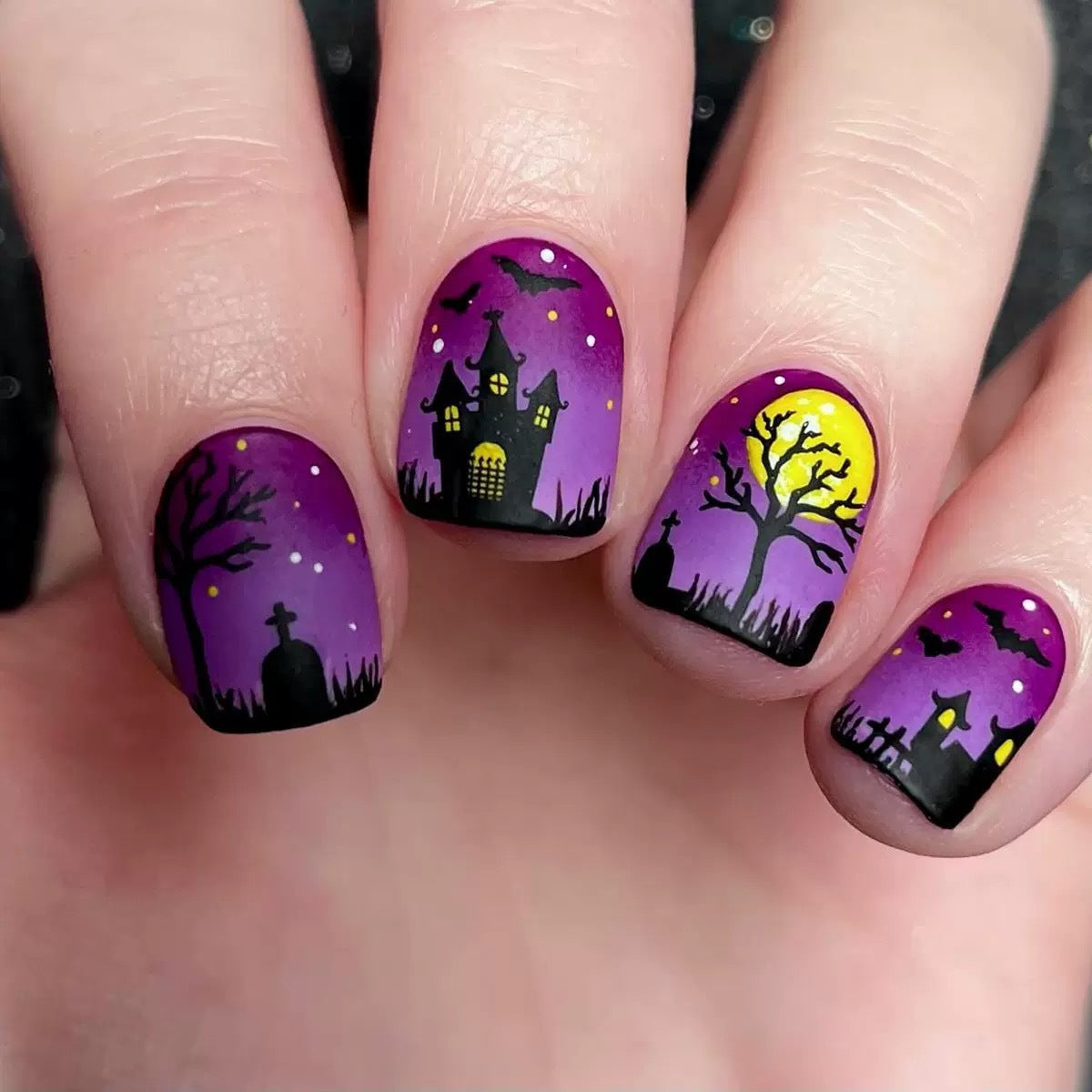 Halloween 3D Press-On Nails | Available in Gel, Farblos | Glue-Free Application in Minutes for Parties and Nights Out