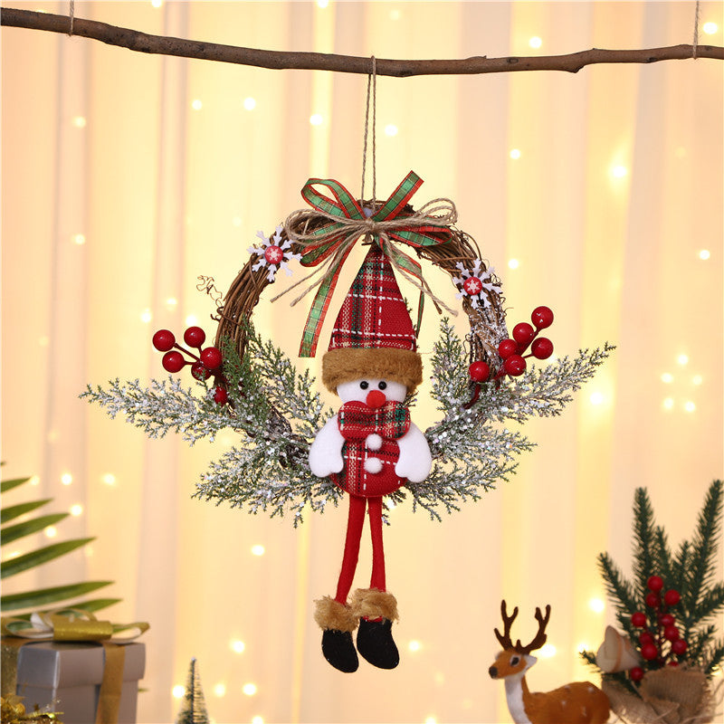 Christmas Wreath with a Santa Motif and Holly Accents | Greenery Base and a Ready-to-Hang Loop | 6 Colorways