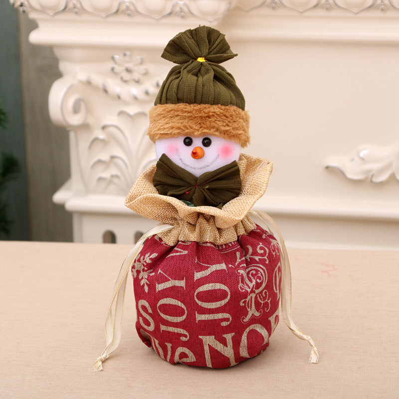 Christmas Snowman Gift Bag with a Stitched Face and Drawstring Top | Reusable Sack for Small Presents | 14 Designs