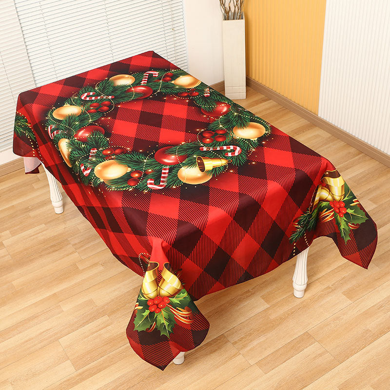 Christmas Tablecloth with Santa Figures and Festive Lettering | Stain-Resistant Fabric, Wipe or Machine Wash | 7 Designs