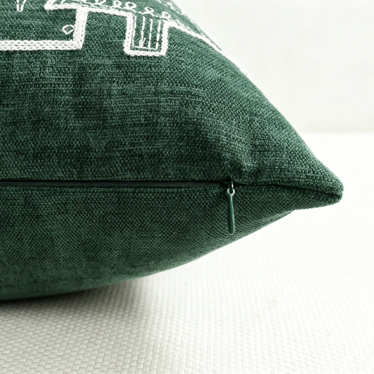 Christmas Bedroom Pillow Cover with Embroidered Gingerbread Houses | Soft Velvet Style Fabric, Hidden Zipper | Six Designs, Two Sizes