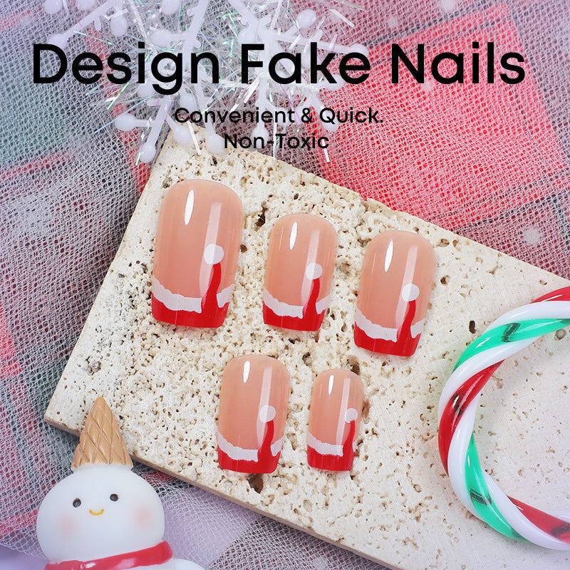 Christmas Nail Designs with Glossy Festive Finish | Press On Fingernails in Mixed Sizes | Easy Xmas Manicure at Home