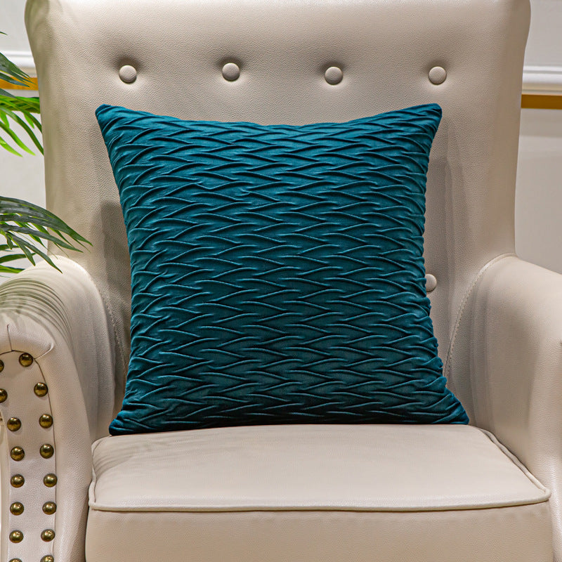 Textured Wave Decorative Pillow Covers with Machine-Washable Fabric | Square Accent for Sofa or Bed | 9 Colors