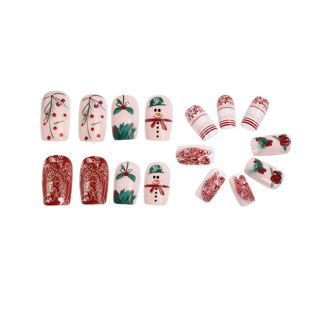 Snowman Xmas Nails with Festive Winter Motifs | Press On Christmas Nail Designs | Easy Home Manicure for Parties