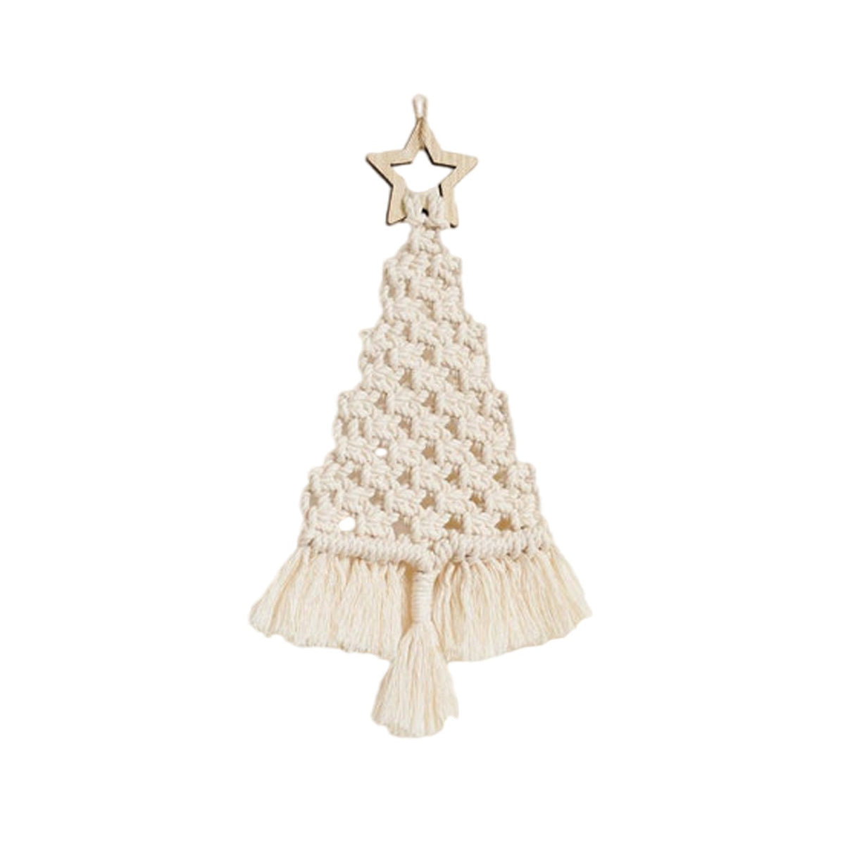 Handmade Macrame Ornament for the Christmas Tree | Boho Xmas Decorations in Ivory or Light Green | Festive Wall Hanging