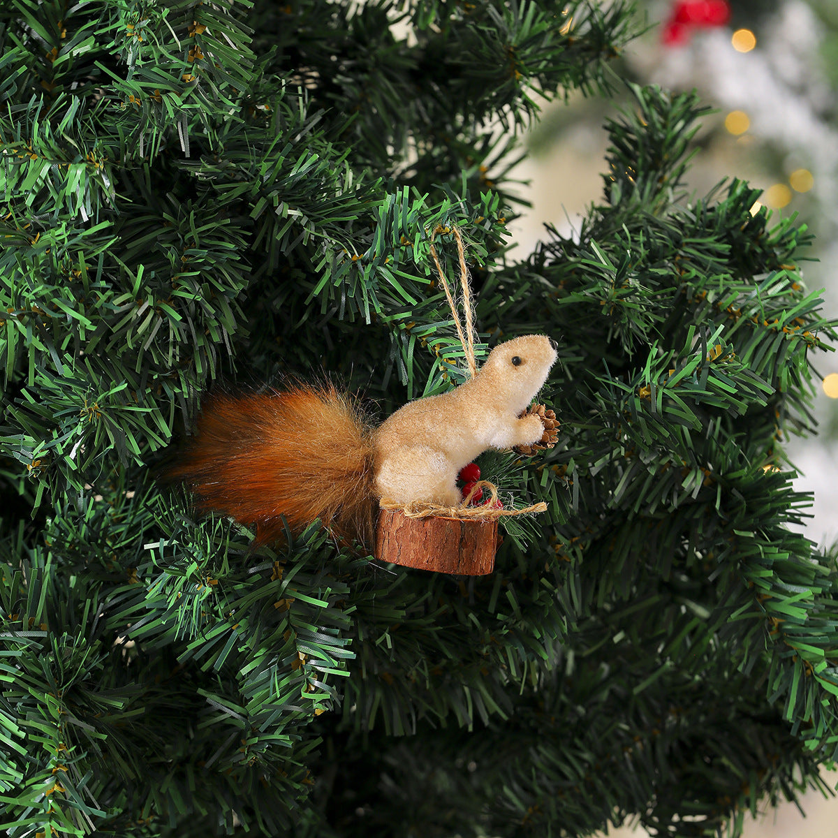 Christmas Squirrel Ornaments with Soft Fur Finish and Lifelike Detailing | Hanging Loop for Tree or Wreath | Nine Woodland Designs