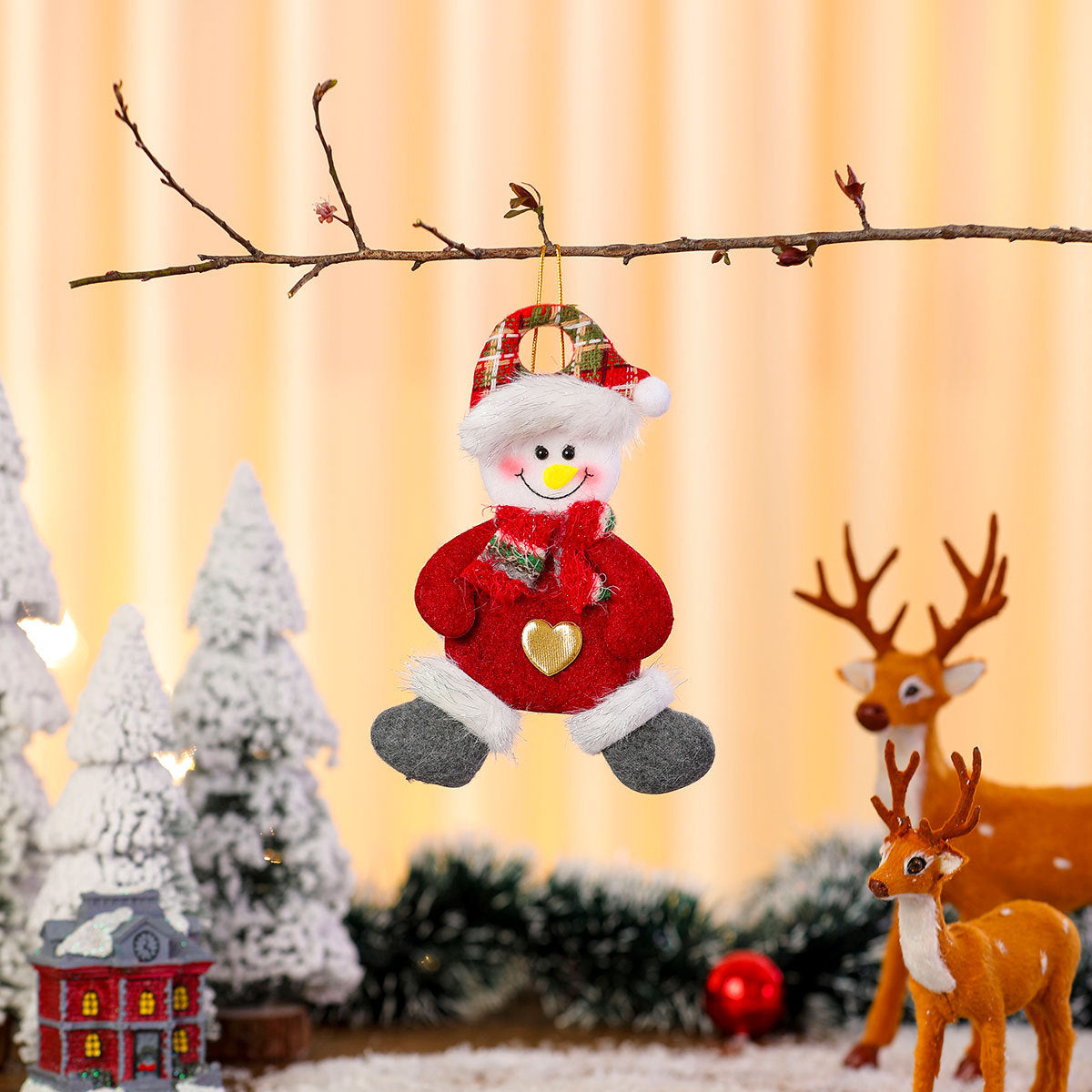 Plush Santa Ornament with Heart Accent and Festive Hat | Soft Durable Character Decor | Christmas Tree Decorations Indoor