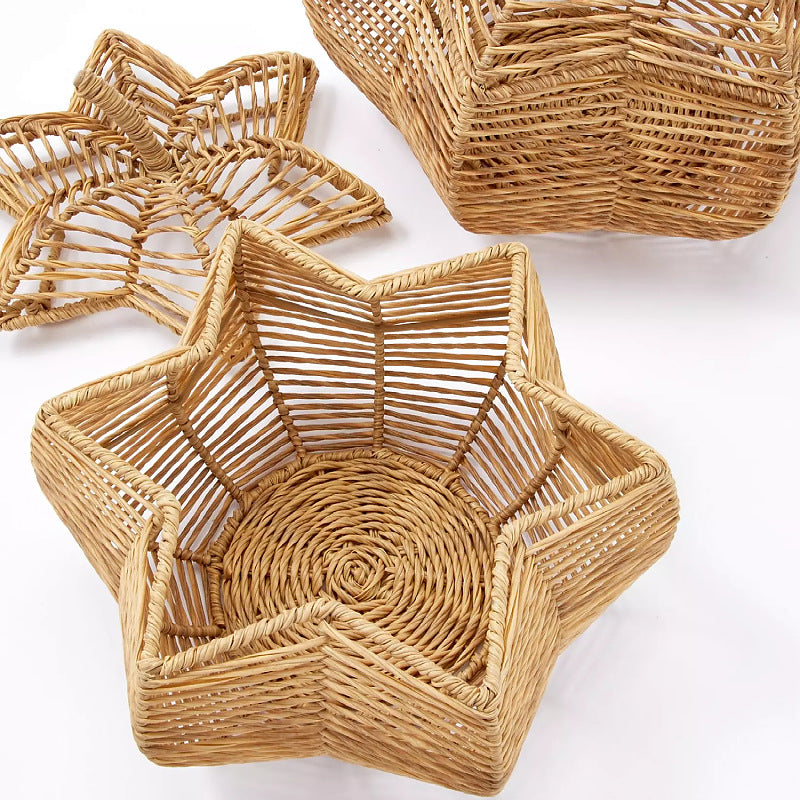 Handwoven Rattan Pumpkin Decor Basket with Curled Stem | Open Weave Bowl for Fruit or Display | Natural Finish