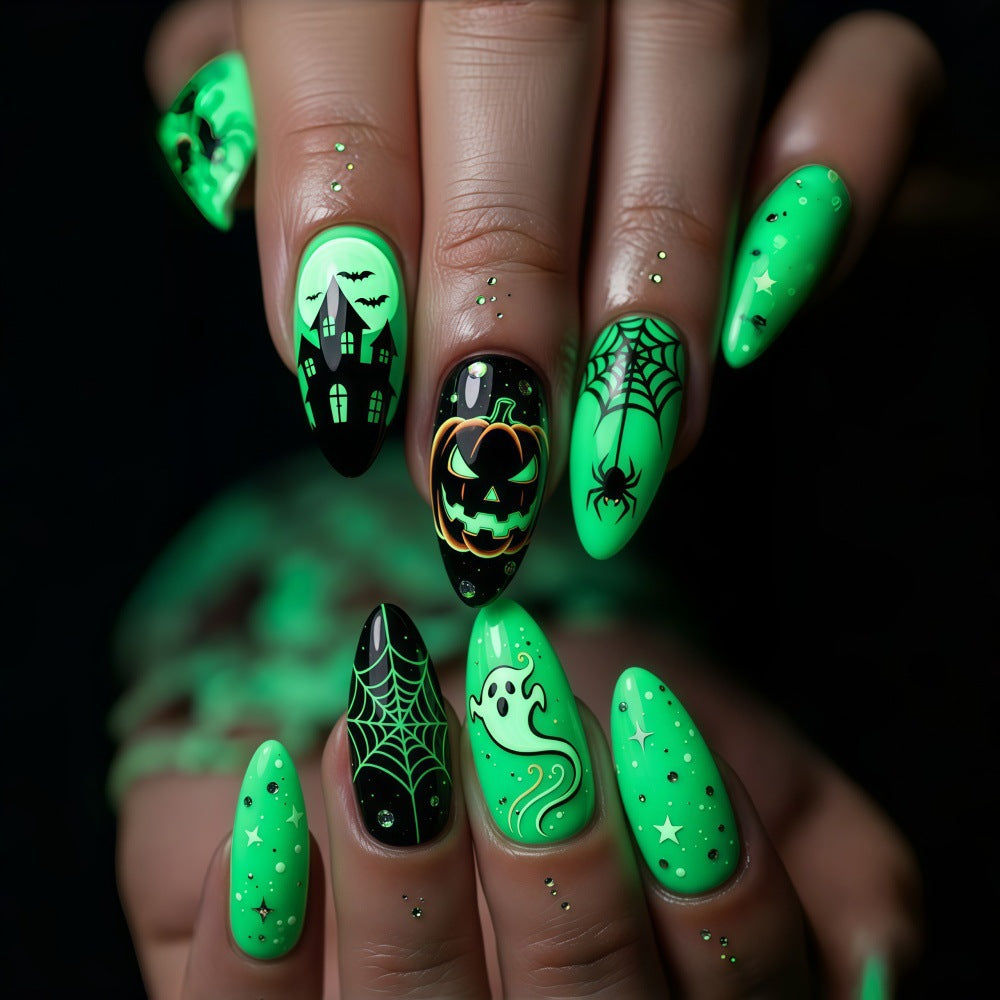 Halloween Press-On Nails | Available in White, Transparent | Glue-Free Application in Minutes for Parties and Nights Out