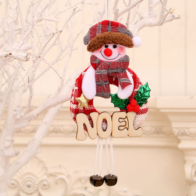 Christmas Plush Figure with a NOEL or JOY Sign | Bear, Santa, Snowman or Reindeer on Legs | 4 Hanging Decorations for a Garland
