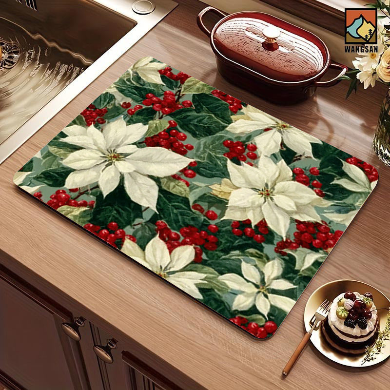 Festive Christmas Kitchen Rug with Holiday Print | Non-Slip Indoor Mat, Easy to Wipe Clean | Seasonal Floor Decor for Sinks