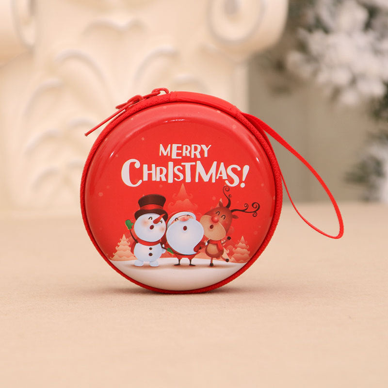 Christmas Snowman Coin Purse with a Festive Scene Print | Zip-Around Pouch with a Wrist Strap | Wipe-Clean Finish, 4 Designs