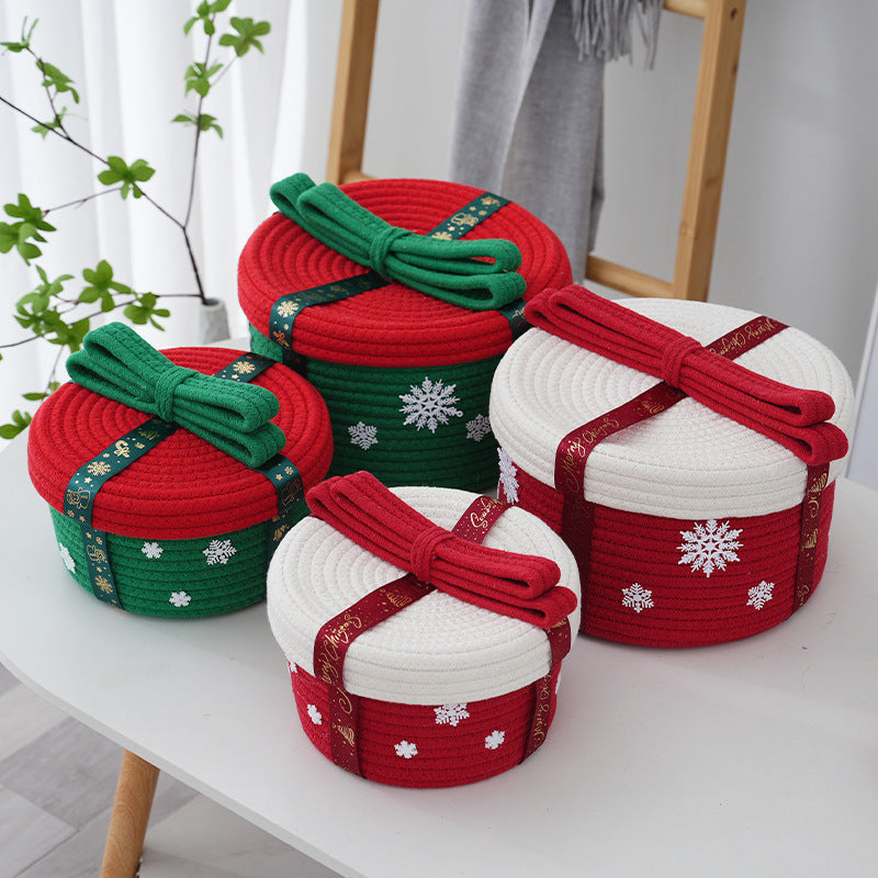 Festive Storage Basket with Christmas Snowflake Motif | Red and White Holiday Decor for Living Rooms | Three Designs