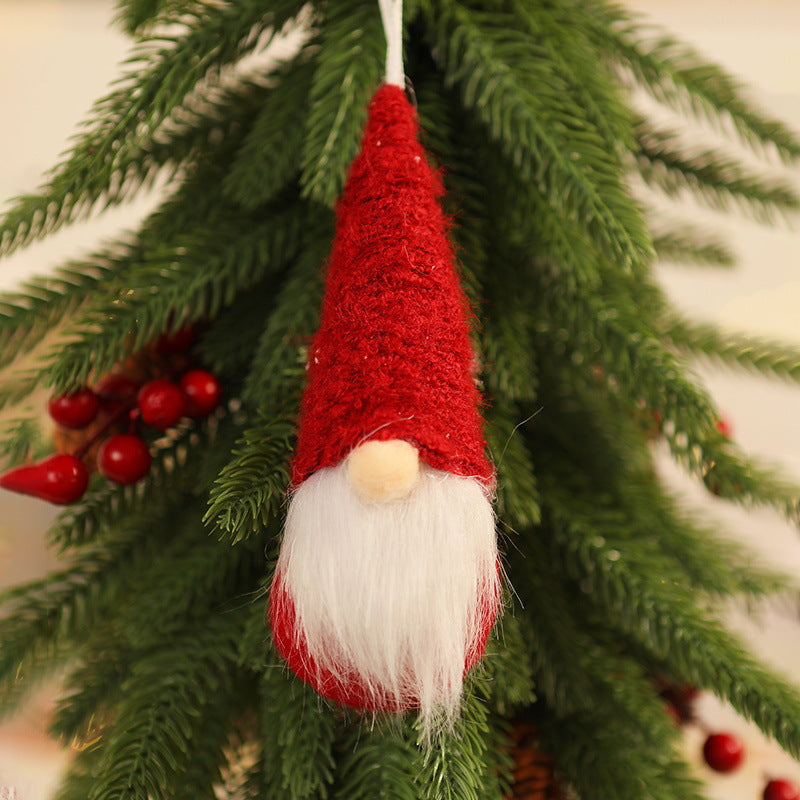Felt Gnome Christmas Ornament with a Santa Hat | Fluffy White Beard and Hanging Loop | Soft Tree and Wreath Decorations