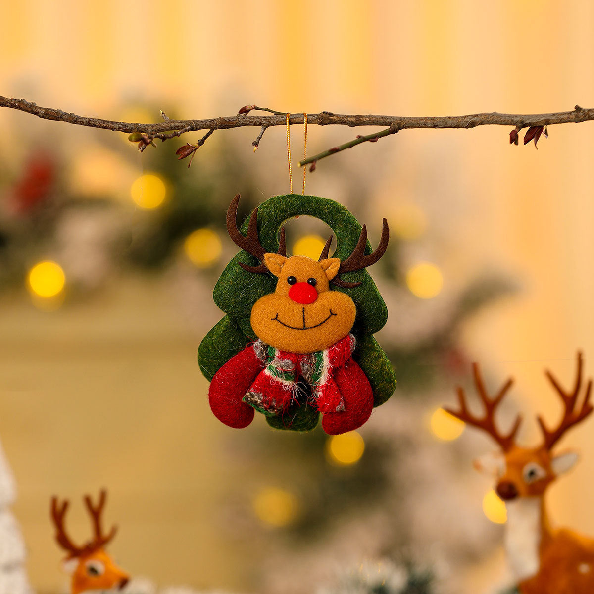 Felt Christmas Angel Ornaments with Red Hat, Wings and Star Details | Hanging String Included | Twenty Designs for Tree or Gift Wrap