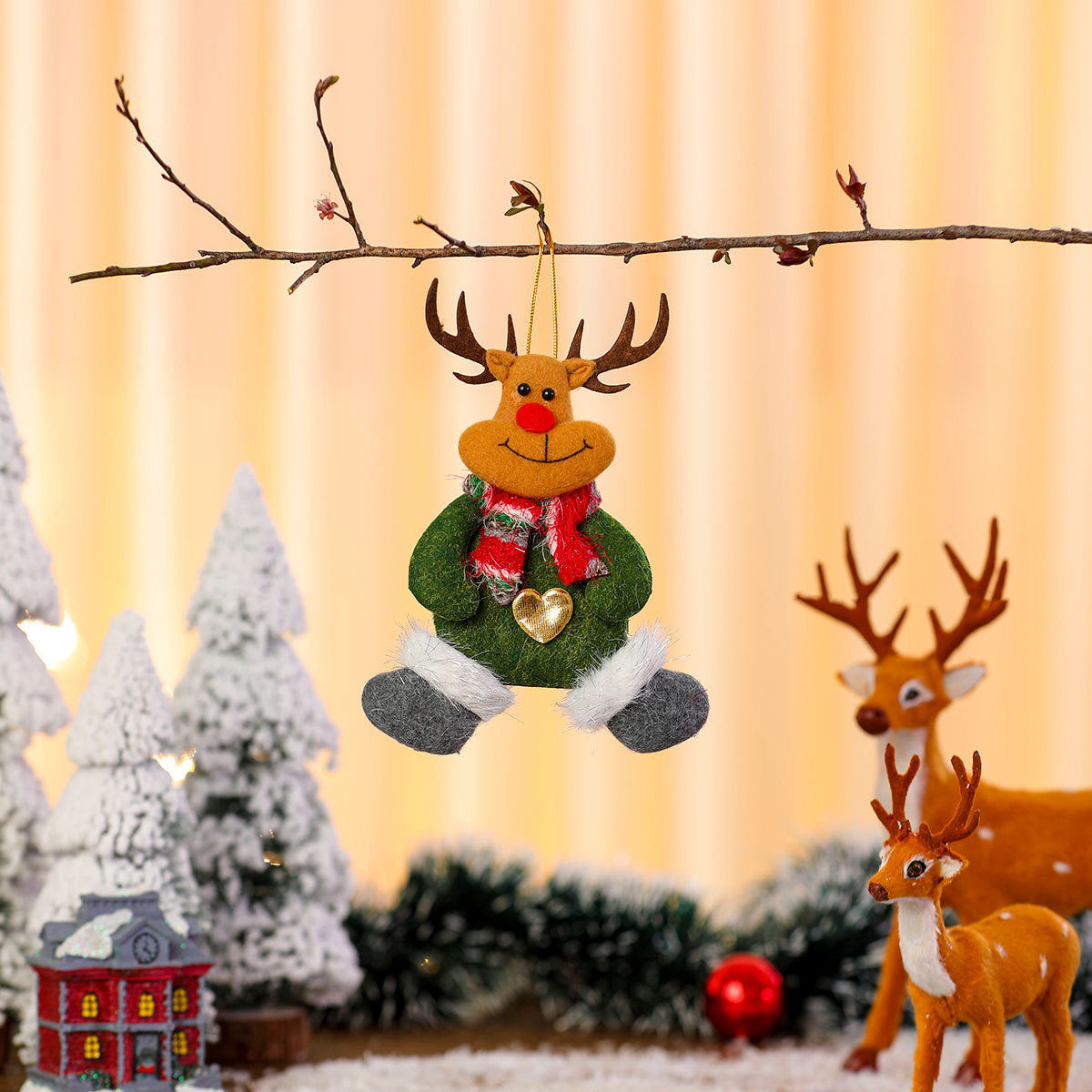 Plush Santa Ornament with Heart Accent and Festive Hat | Soft Durable Character Decor | Christmas Tree Decorations Indoor