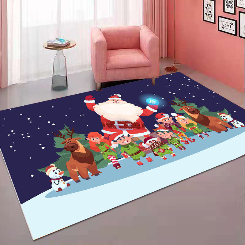 Christmas Rug with Santa, Reindeer and Snowman Print | Non-Slip Backing for Busy Rooms | 10 Sizes and 4 Designs