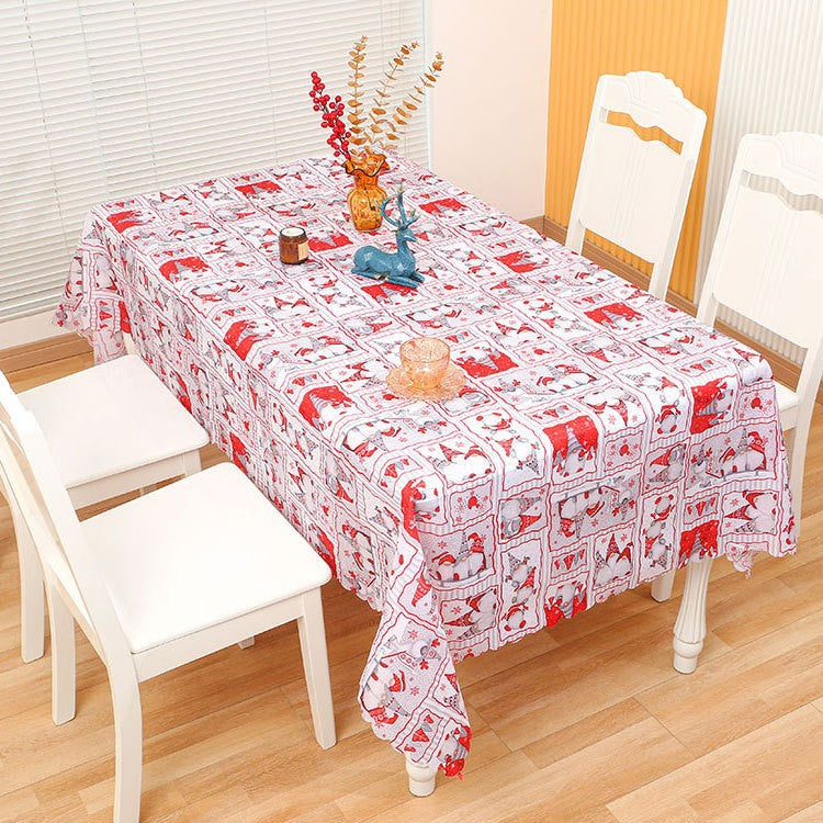 Christmas Tablecloth with Reindeer, Snowmen and Seasonal Motifs | Stain-Resistant Weave, Machine Washable | 4 Colorways