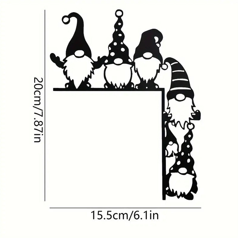 Metal Wall Shelf with Christmas Gnomes | Festive Home Decor for Living Rooms | 20 cm High and 15.5 cm Wide in White