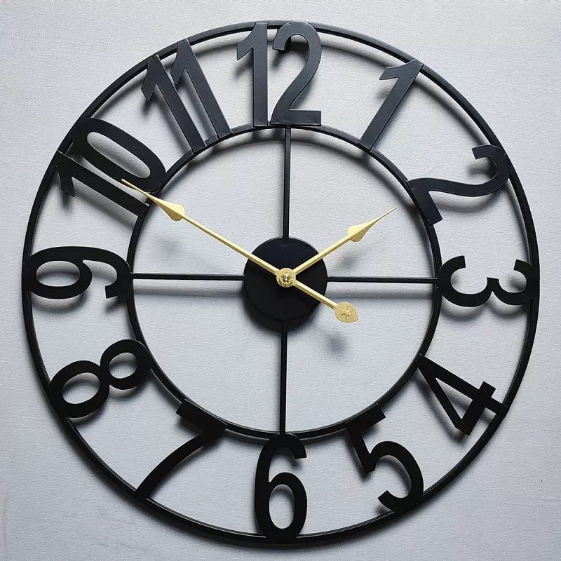 Open Frame Metal Wall Clock with Cutout Numerals | Silent Quartz Movement for Living Room and Office | 3 Diameters