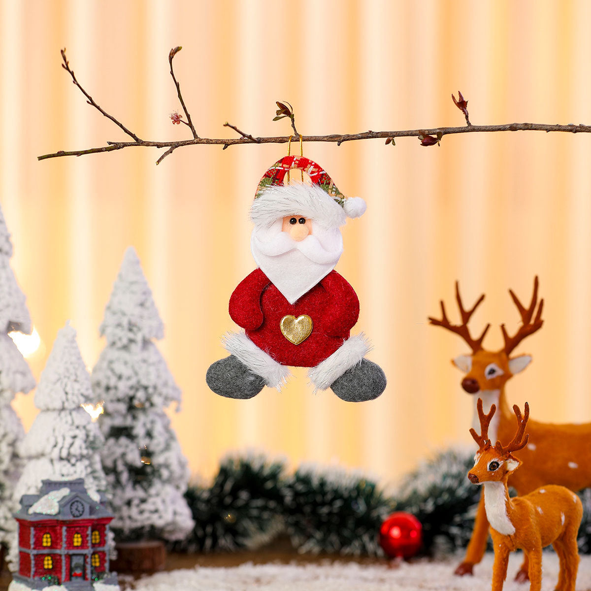 Felt Christmas Angel Ornaments with Red Hat, Wings and Star Details | Hanging String Included | Twenty Designs for Tree or Gift Wrap