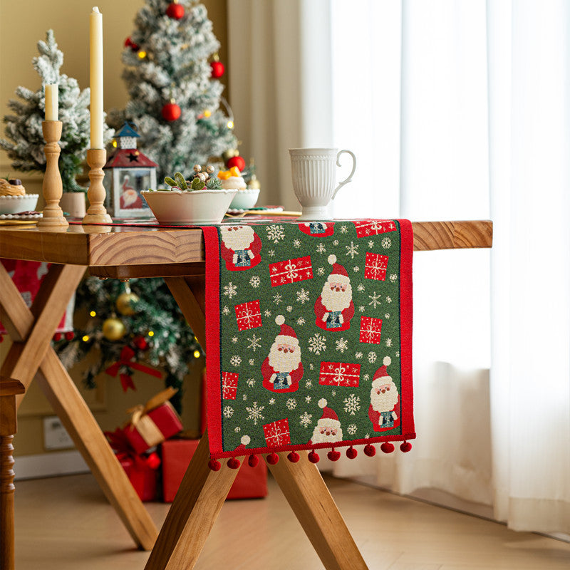 Christmas Table Runner with Trees and Snowflakes | Machine Washable Festive Dining Decor | Four Colours and Designs