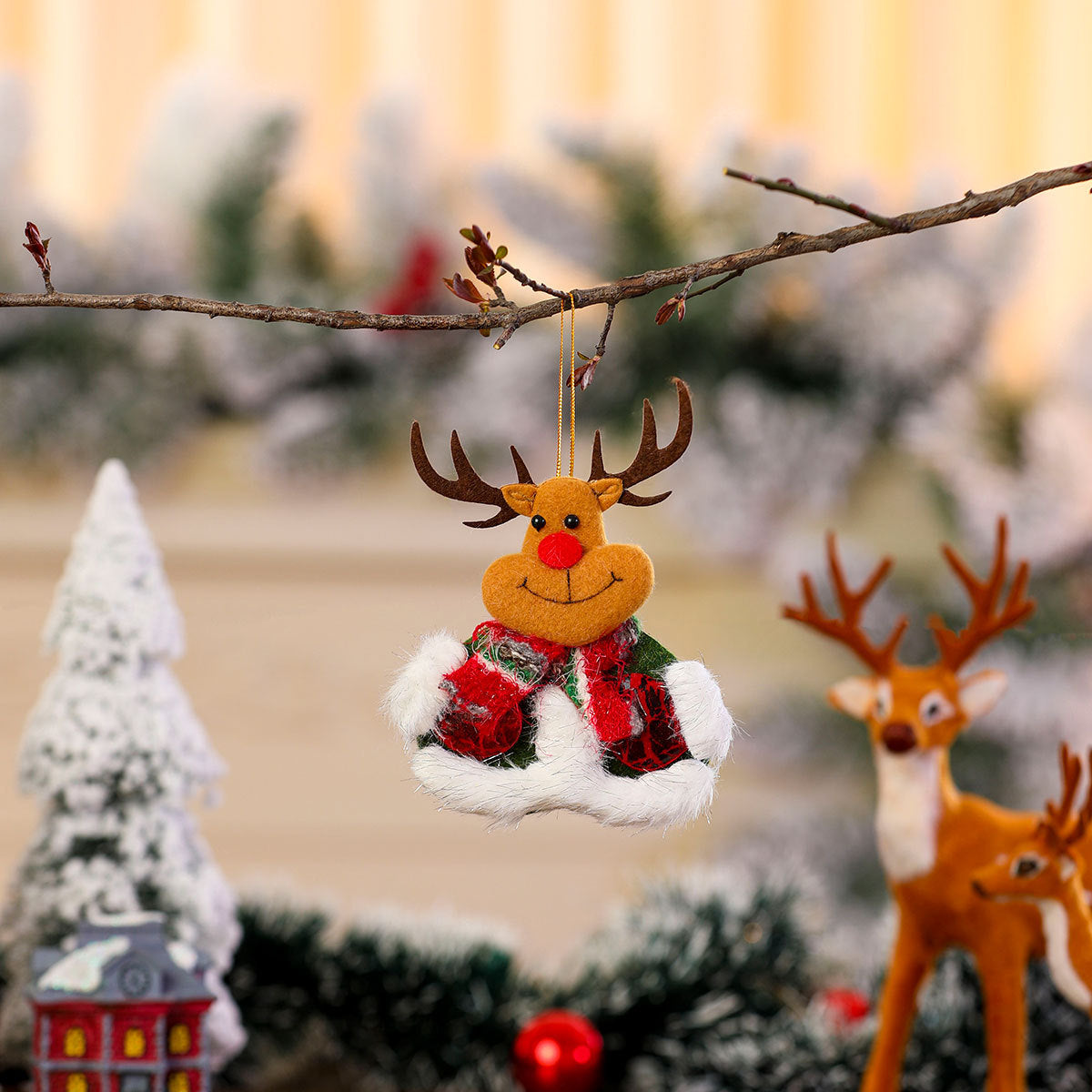 Plush Snowman Christmas Tree Ornaments with Hat and Scarf | Soft Hanging Character Decor | Indoor Holiday Decorations