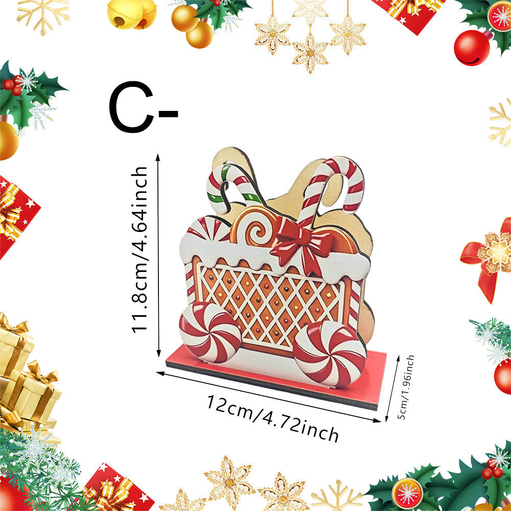 Wooden Christmas Napkin Holder with Gingerbread House Motif | Sturdy Standing Table Decorations | Four Festive Colorways