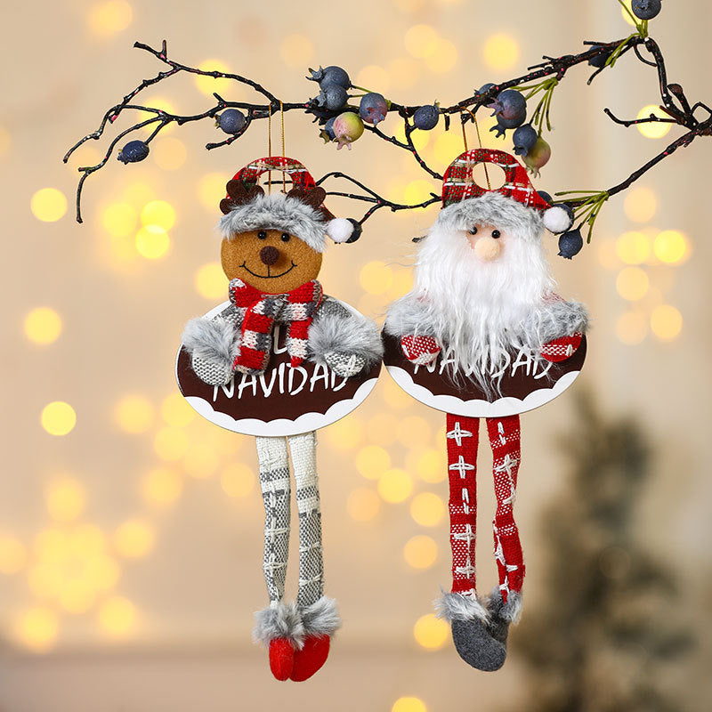 Hanging Snowman Figure in Fabric and Felt | Long Dangling Legs and a Cozy Hat | Shelf and Christmas Tree Decorations