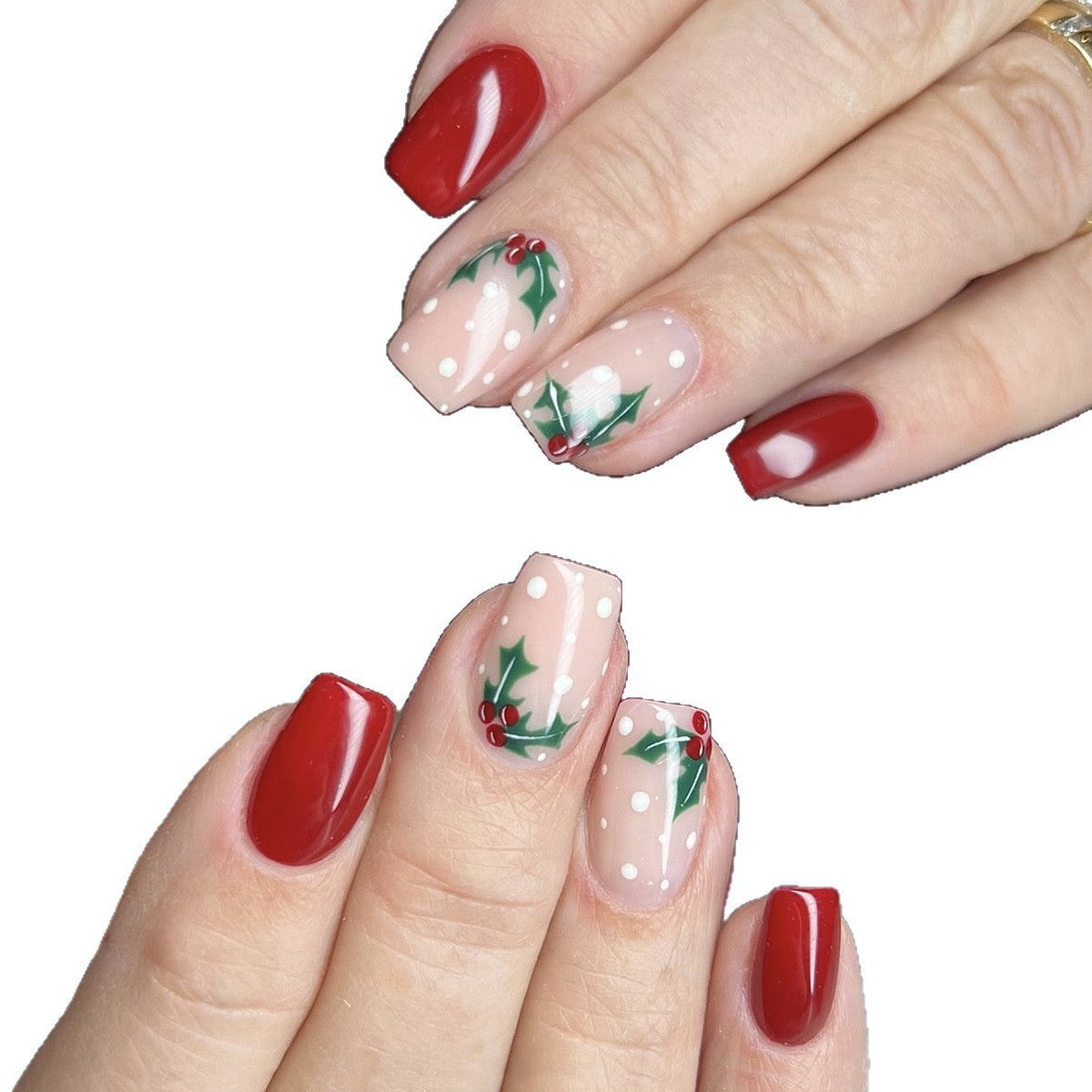 Festive Nails with Playful Christmas Decoration | Glossy Press On Nail Designs | Easy Home Manicure for Winter Parties