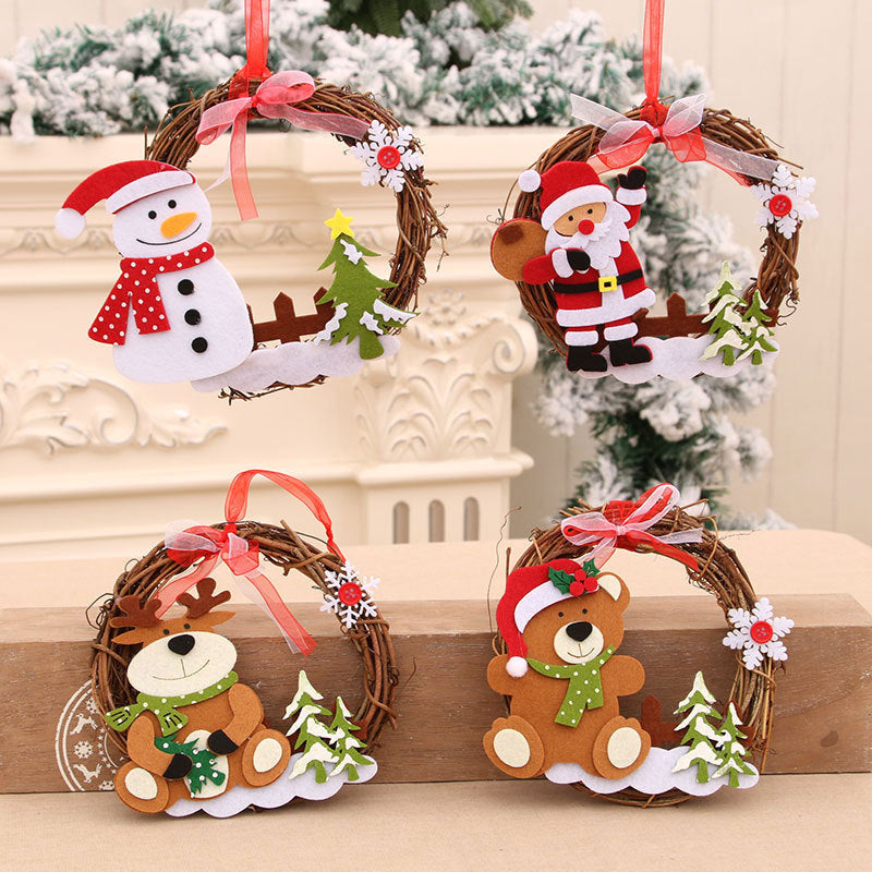Christmas Wreath with a Felt Snowman on a Natural Twig Ring | Ribbon Hanger for Indoor or Outdoor Use | 4 Character Designs