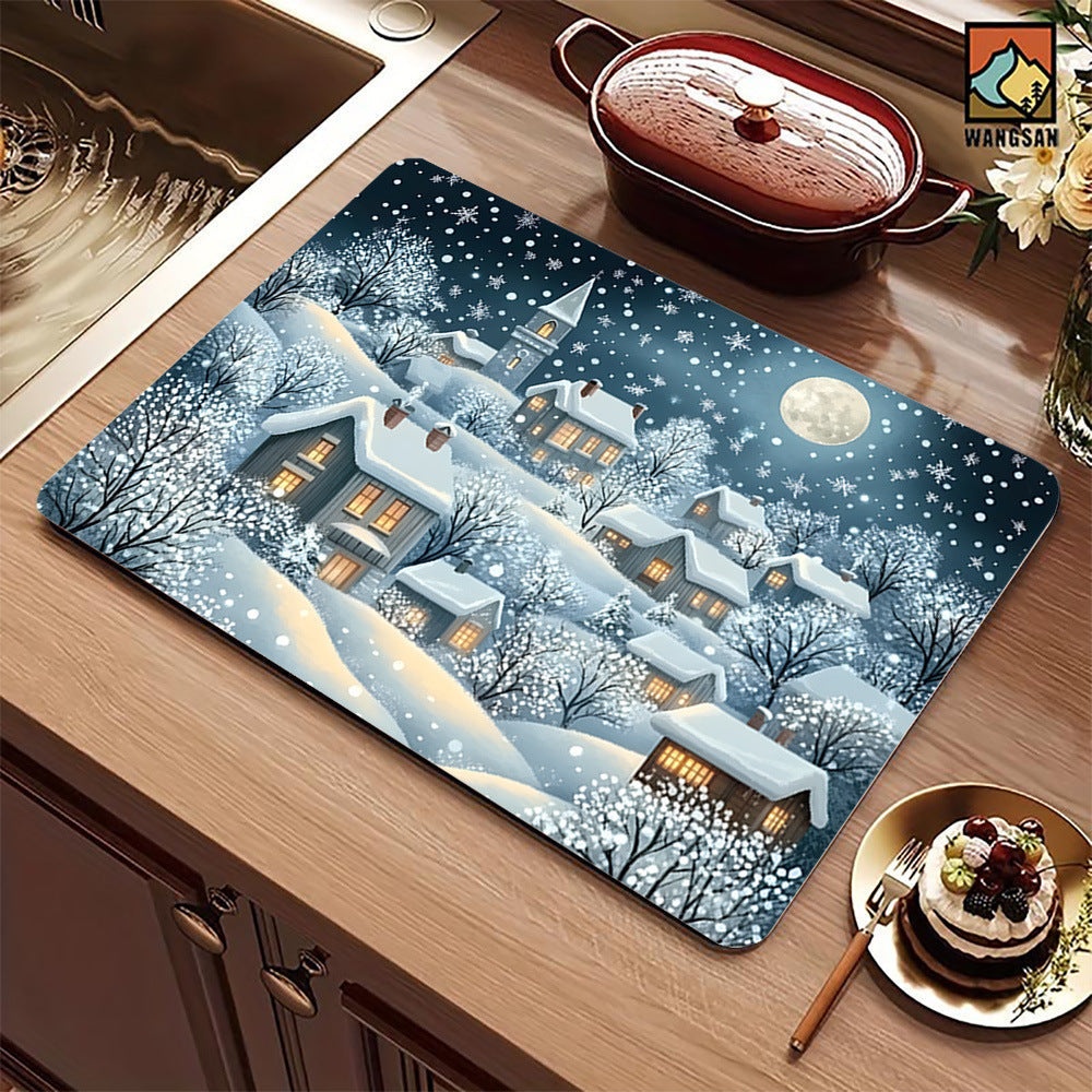 Festive Christmas Kitchen Rug with Holiday Print | Non-Slip Indoor Mat, Easy to Wipe Clean | Seasonal Floor Decor for Sinks