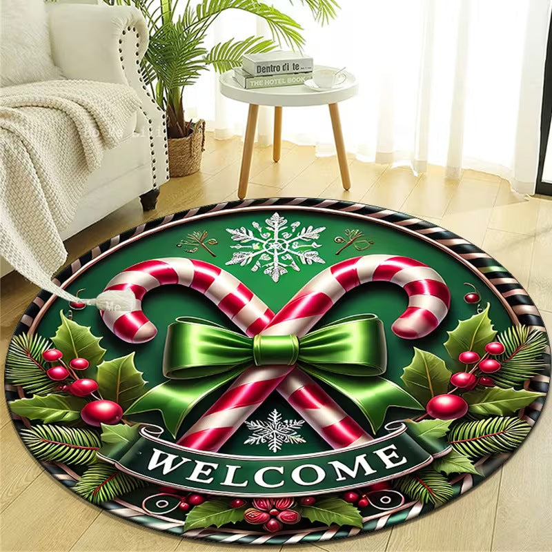 3D Christmas Rug with Gnome and Stone Well Print | Soft Durable Pile That Wipes Clean | 6 Sizes, 14 Designs