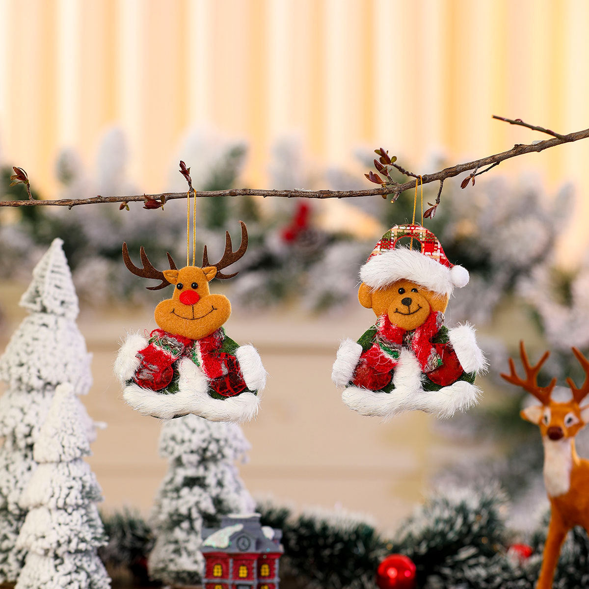 Plush Snowman Christmas Tree Ornaments with Hat and Scarf | Soft Hanging Character Decor | Indoor Holiday Decorations