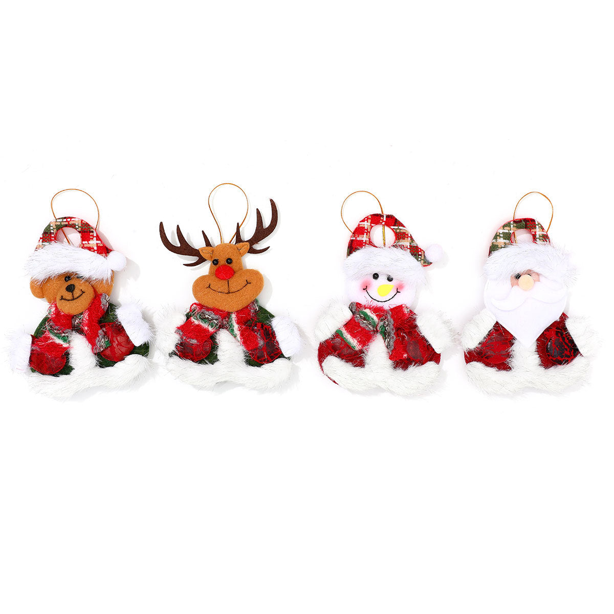 Plush Snowman Christmas Tree Ornaments with Hat and Scarf | Soft Hanging Character Decor | Indoor Holiday Decorations