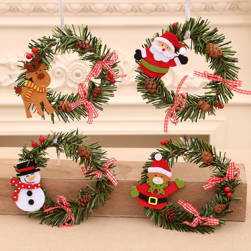 Christmas Wreath with a Snowman and Pinecone Trim | Artificial Foliage Base with a Hanging Loop | 4 Designs for Door or Table