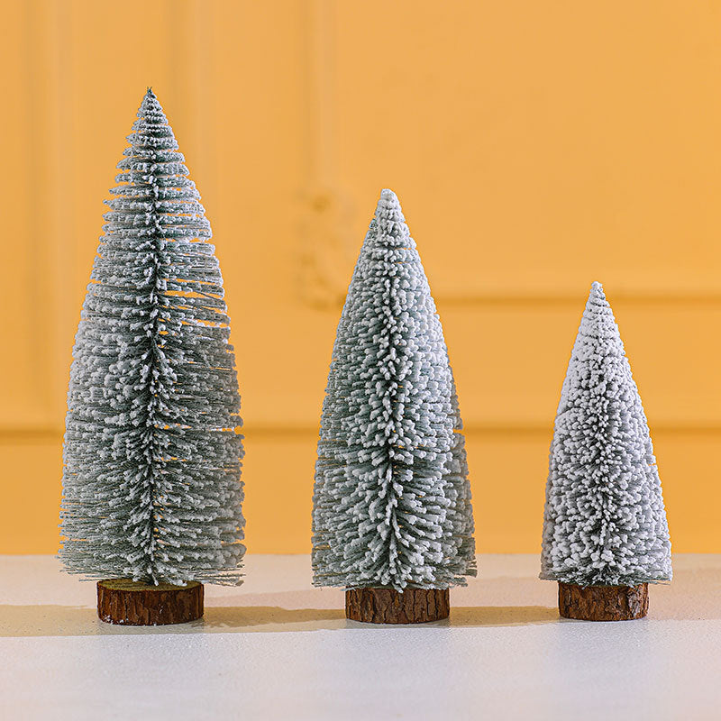 Mini Christmas Tree with Built-In LED Lights | Snow Dusted Finish on a Wooden Base | Warm Glow for Desks and Shelves