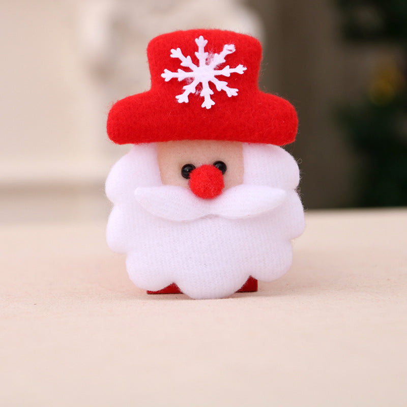 Soft Felt Santa Figurine with a Snowflake Hat | Shelf and Mantel Christmas Decorations | Cheerful Smile, Fluffy Beard