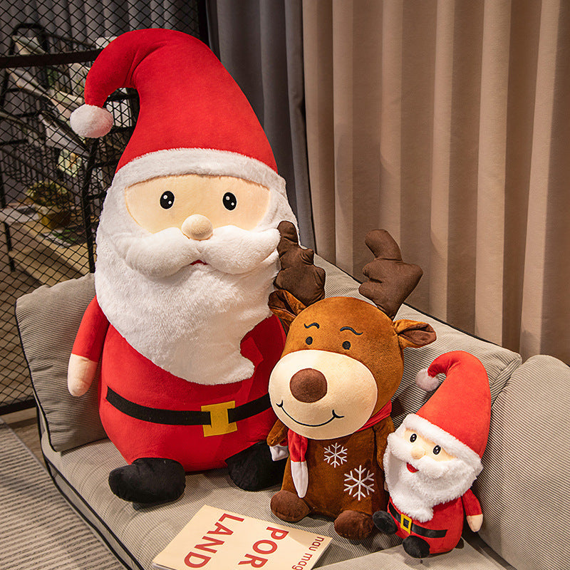 Plush Christmas Tree with a Smiling Embroidered Face | Glitter Star Top and Faux Fur Surface | Soft Toy and Shelf Decorations